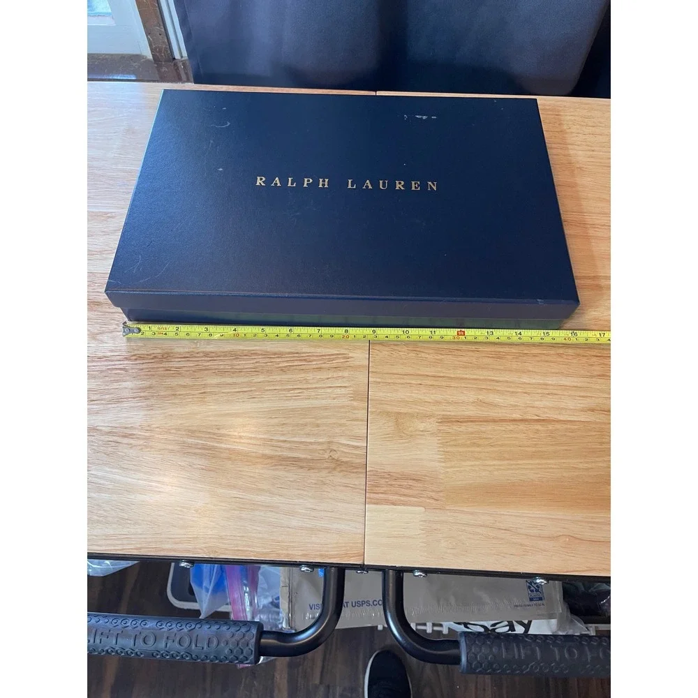 Ralph Lauren Navy Blue Gold Lettering Large Gift Box with Tissue Paper 16x10x2.5